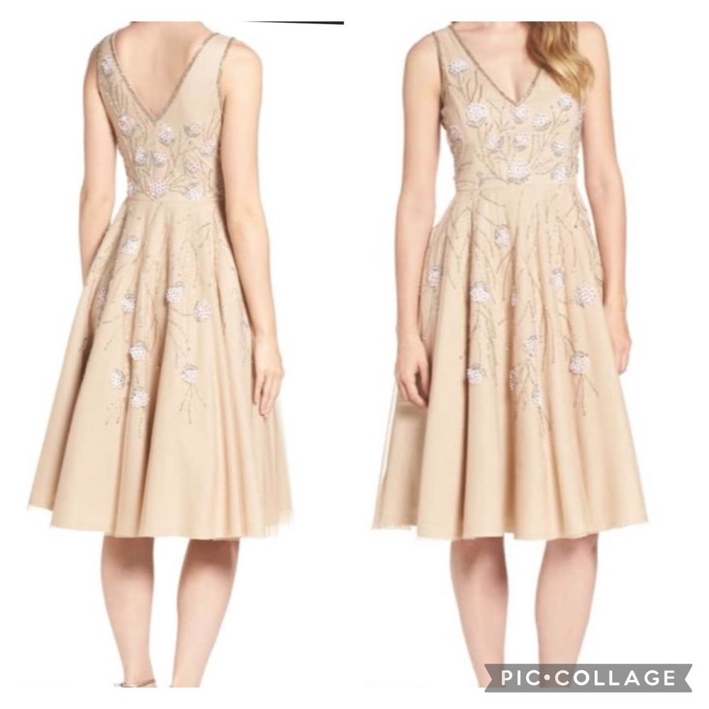 Adrianna Papell beaded floral bloom midi dress - Picture 2 of 15